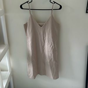 Yellow Cake handmade in USA light beige tan dress with spaghetti straps Sz L/XL